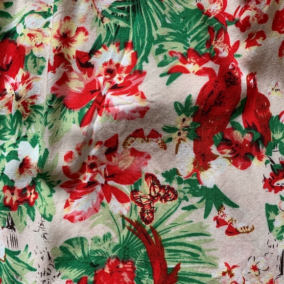 Rayon summer dress crisscross back parrot print M - Picture 2 of 4